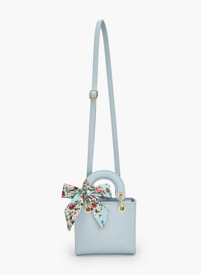 Flora Bella By Shoexpress Flora Bella Textured Crossbody Bag With Printed Scarf Accent